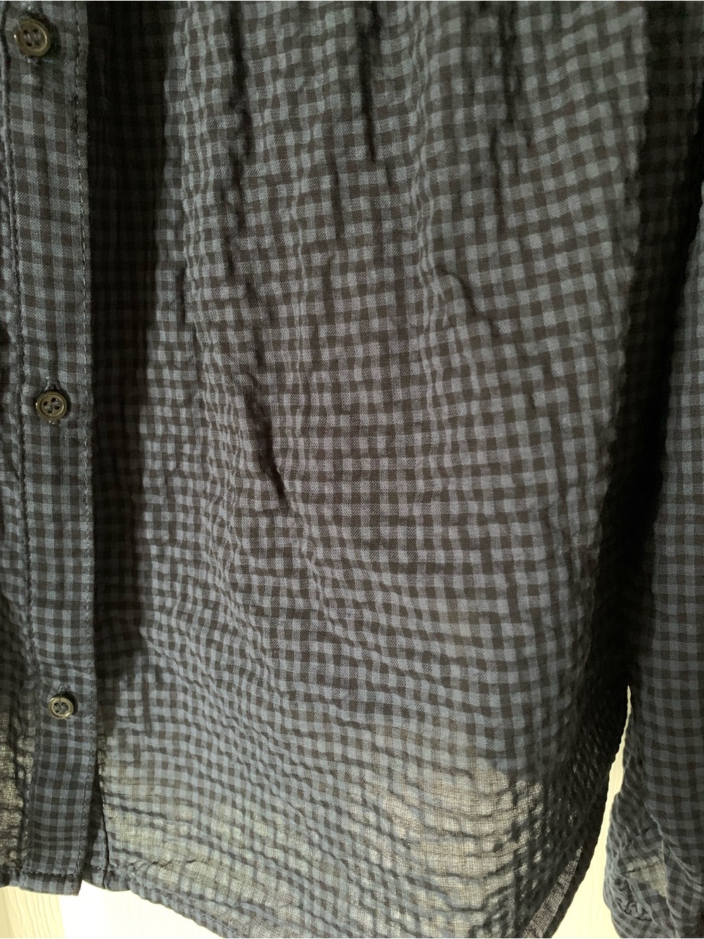 H&M Navy Button-Front Ruffle-Yoke Blouse - Picture 2 of 7